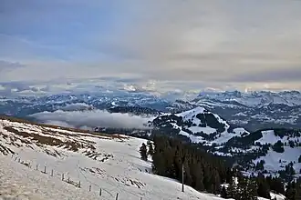 View of the alps of central Switzerland from Rigi Kulm.