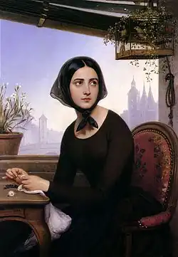 Rigolette keeping herself busy while Germain is away, 1842