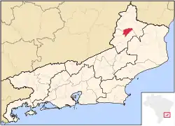 Location of São José de Ubá in the state of Rio de Janeiro