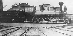 Rochester and Pittsburgh 2-8-0 locomotive, the "Carrollton", on the Salamanca turntable