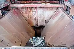 The entrance bin of a mine rock crusher