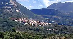 Panoramic view of Roscigno showing also Roscigno Vecchia (below in the right corner)