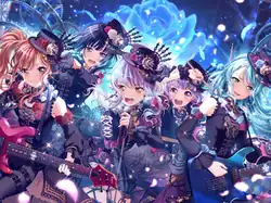 Roselia in BanG Dream! Girls Band Party!. From left to right: Lisa, Rinko, Yukina, Ako, Sayo