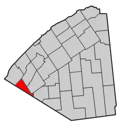 Map highlighting Rossie's location within St. Lawrence County.