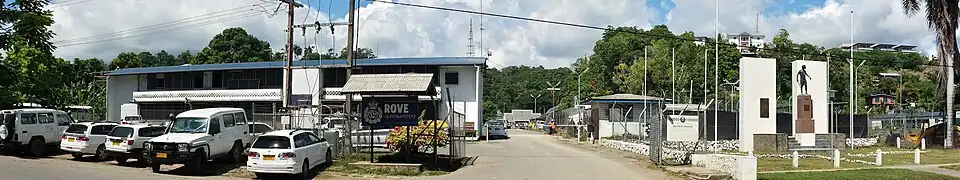Rove Police HQ, Academy and Correctional center. Sir Jacob Vouza memorial to the right