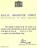 ROC Certificate of War Service.