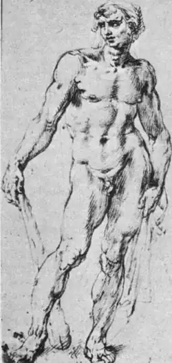 Rubens' sketch of Michelangelo's Hercules marble statue