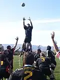 Dave Lockridge secures the line-out vs SLO RFC of San Luis Obispo, CA