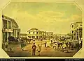Rundle Street looking east, 1846 (Adelaide (Pirie Street): Published by Penman & Galbraith, 1851, lithograph; sheet 20.2 x 25.7&nbsp;cm.