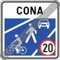 End of shared traffic space area