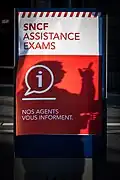 Avenir used in two different weights on a poster about French railway company SNCF's student transportation help program during exams