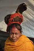 Sadhvi or female Sadhu at the Gangasagar Fair transit camp, Kolkata