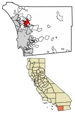 Location of Escondido in San Diego County, California