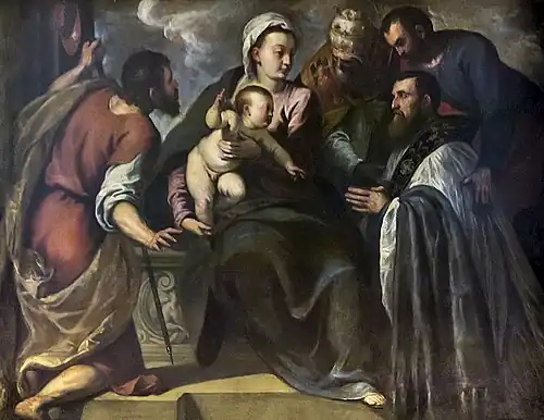 St. Mark, St. Sylvester, St. James, the priest da Ponte in front of the Virgin