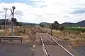 Looking west along the railway line towards Sandy Hollow from level crossing on Bylong Valley Way