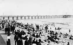 A busy day on the beach, 1880.