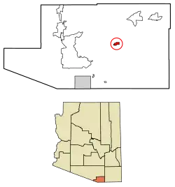 Location of Patagonia in Santa Cruz County, Arizona