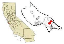 Location in Santa Cruz County and the state of California