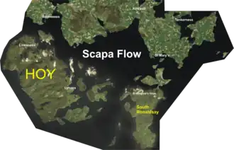 Aerial photograph of Scapa Flow