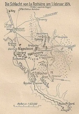 Sepia tone map of the Battle of La Rothière