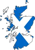 Map of Scotland coloured by its flag