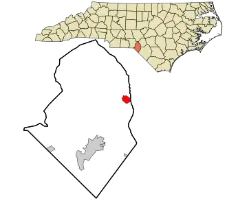 Location in Scotland County and the state of North Carolina.