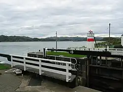 The sea lock and Crinan Lighthouse