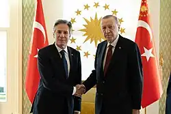 U.S. Secretary of State Antony Blinken meets with Turkish President Recep Tayyip Erdoğan in Istanbul, 6 January 2024