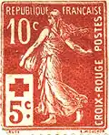 La Semeuse (the sower) on a French postage stamp of 1918
