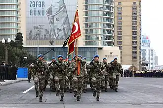 Personnel of the 2nd Commando Brigade (Turkey) blue berets.