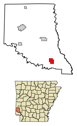 Location of Ben Lomond in Sevier County, Arkansas.