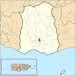 Location of barrio Sexto within the municipality of Ponce shown in red