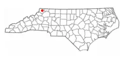 Location within the U.S. state of North Carolina
