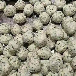 Fish balls made of cod and shepherd's purse