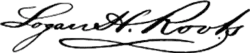 Logan H. Roots stylized autograph, in ink