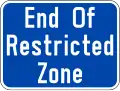 End of restricted zone