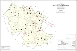 Map showing Mirzagarh (#062) in Singhpur CD block