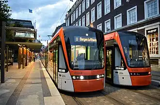 Trams 224 and 204 at the Byparken terminus