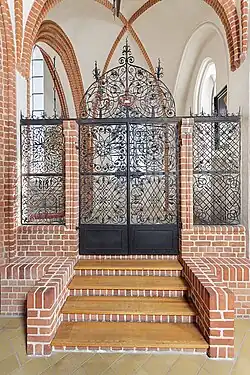 The door to Karen Krabbe's former chapel in the Church of Our Lady in Nyborg.