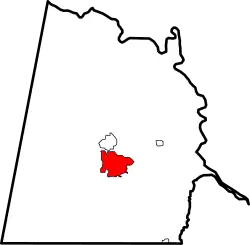 Location of South Boston in Halifax County, Virginia