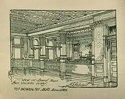 View into board room from visitors' lobby