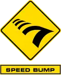 The Speed Bump sign appears above the clue box where the team who checked in last in the previous Pit Stop during a non-elimination leg must do the Speed Bump task on the leg after the non-elimination Leg before continuing.