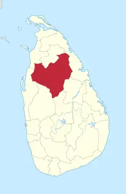 Map of Sri Lanka with Anuradhapura District highlighted