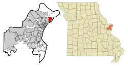 Location of Bellefontaine Neighbors, Missouri