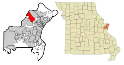Location of Bridgeton, Missouri