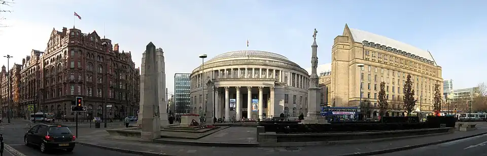 Between 1924 and 2014, the Cenotaph was located on site of the church, next to the St Peter's Cross