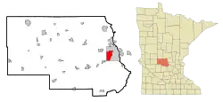 Location of Waite Park within Stearns County and state of Minnesota