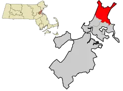 Location in Suffolk County and the state of Massachusetts