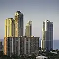 Mansions at Acqualina, the tallest building in the city when constructed in 2015, stands higher than its neighbors.