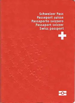 The cover of a Swiss passport from 2010
